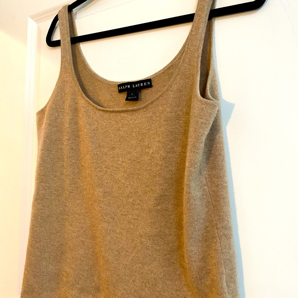 Ralph Lauren black label cashmere tank in camel color size L